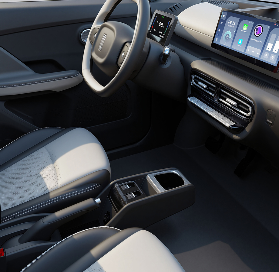 Interior — cup holder & storage